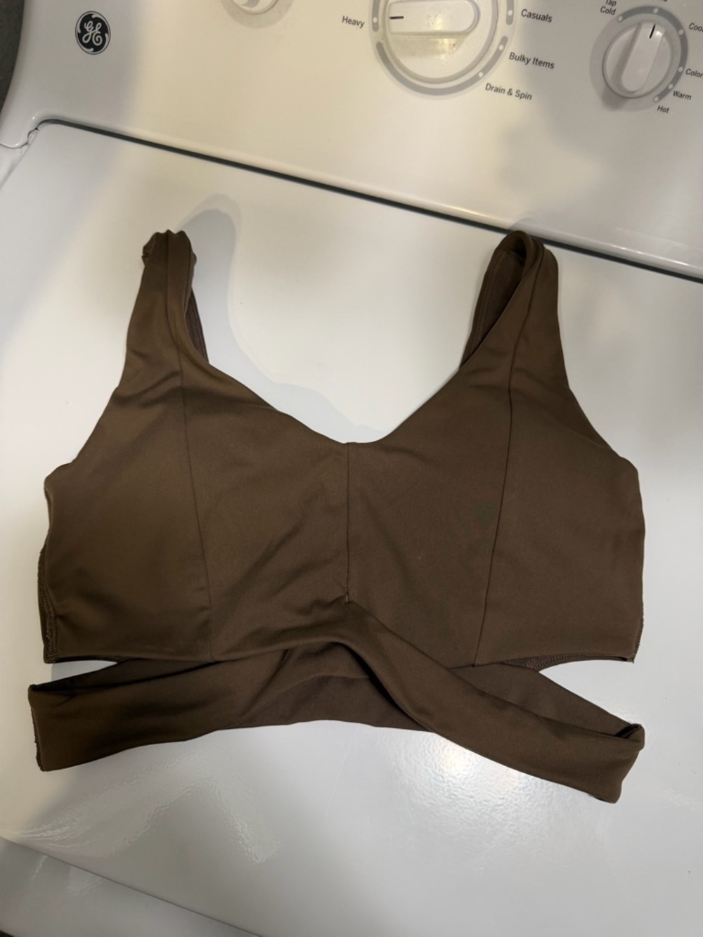 Brown Women's Crossover Sports Bra